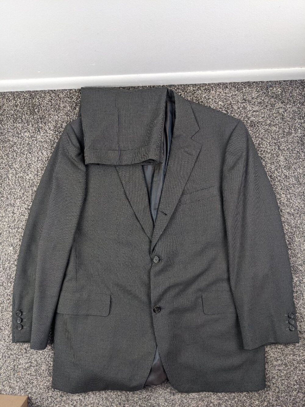 Vintage 2003 Brooks Brothers 2 PC Suit 44R Wool Houndstooth Green 36x30 USA Made